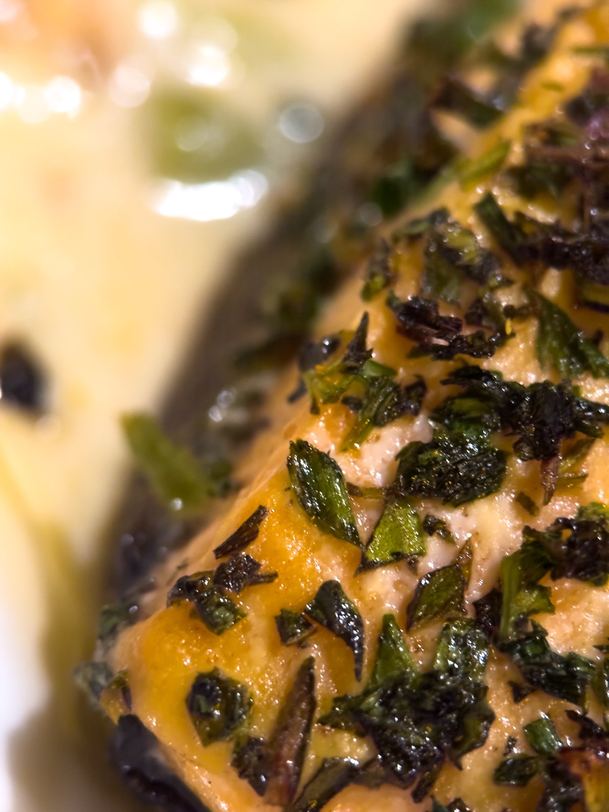 Macro detail of salmon flesh showing color and texture
